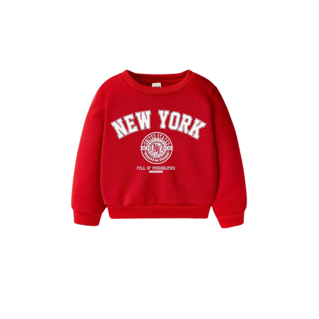 Sudadera Roja con Estampado 'New York'