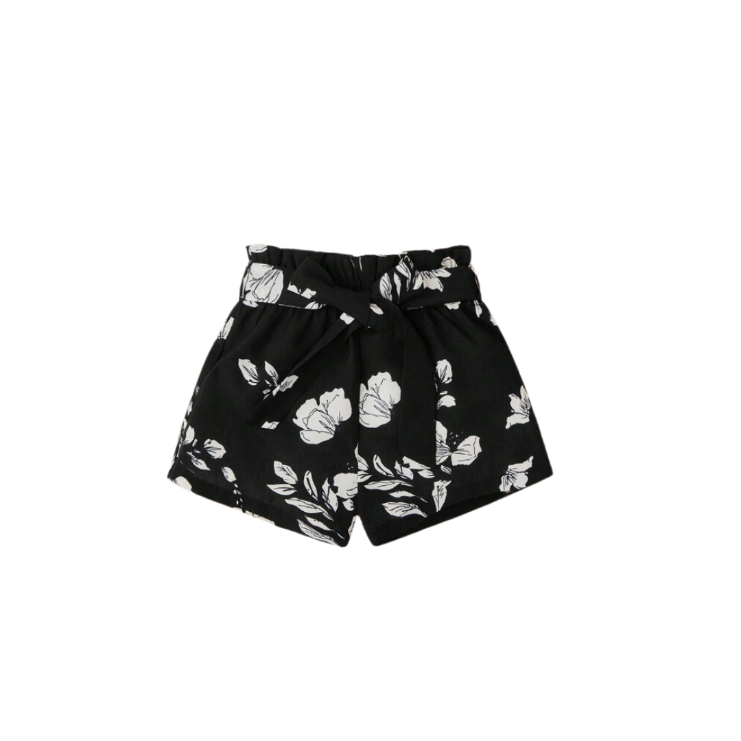 🖤 Shorts Infantiles Bohemios con Cinturón – Estampado Floral