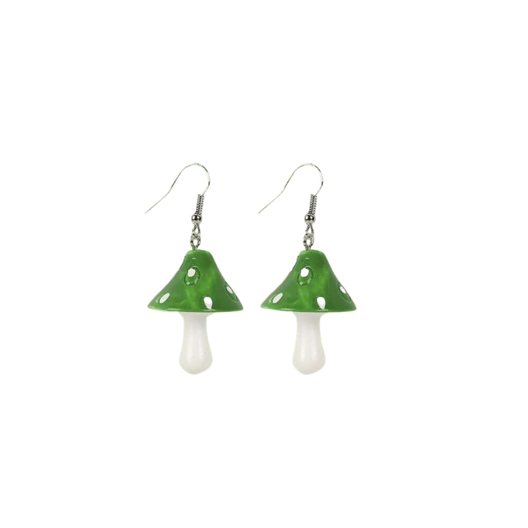 Pendientes con Diseño de Setas - Verde