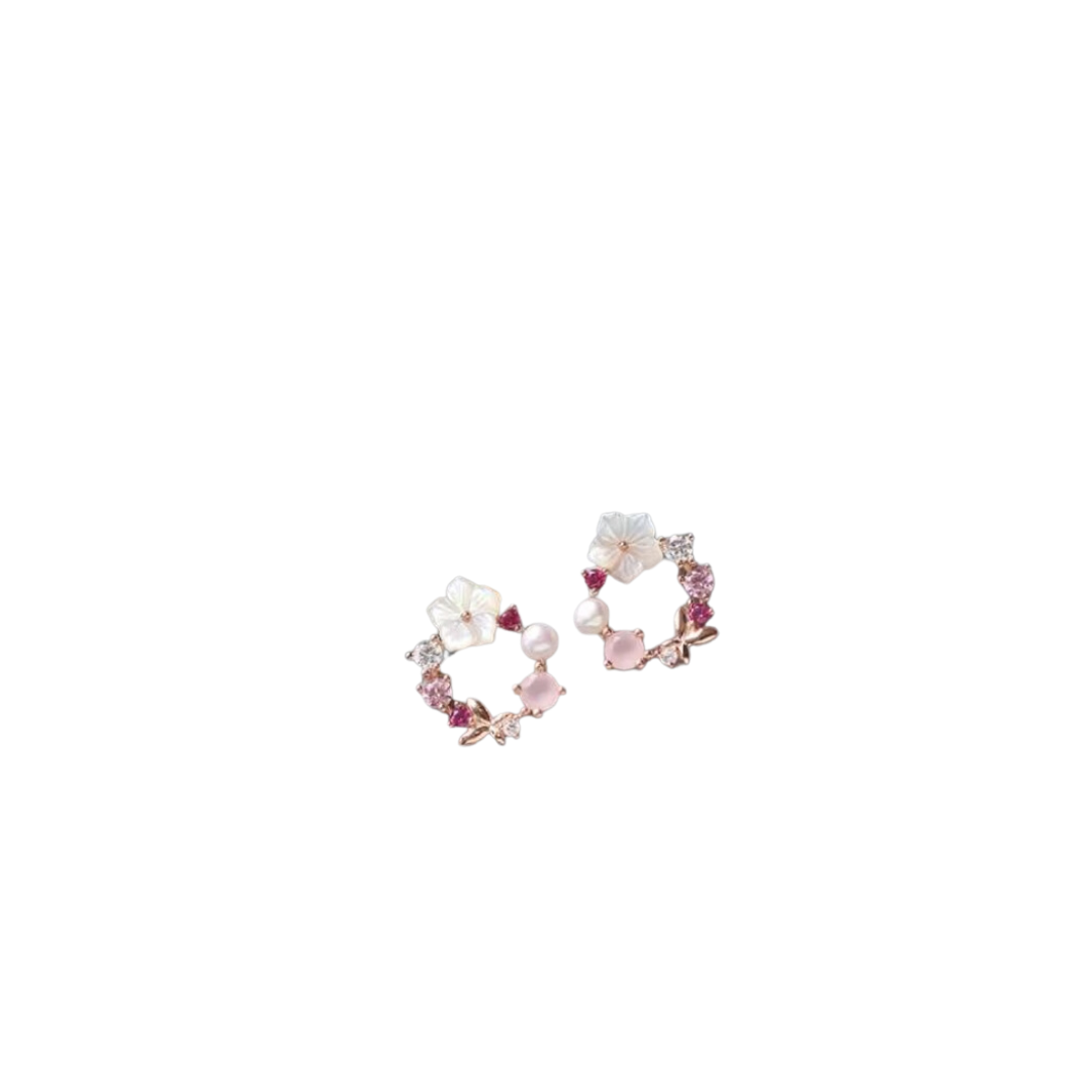 Pendientes Aro con Perlas y Detalles Multicolor