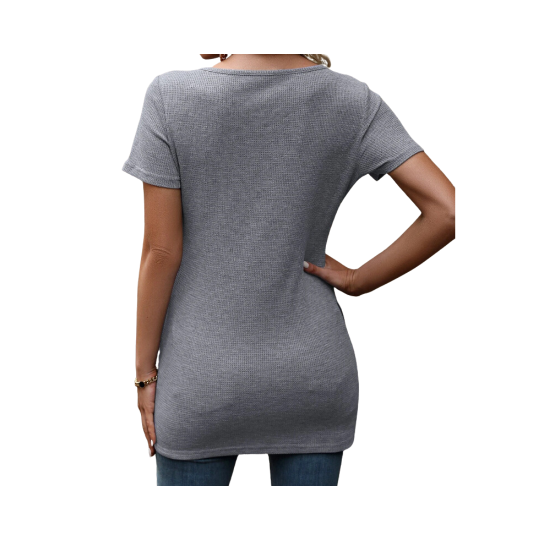Top Gris Casual con Diseño Envolvente