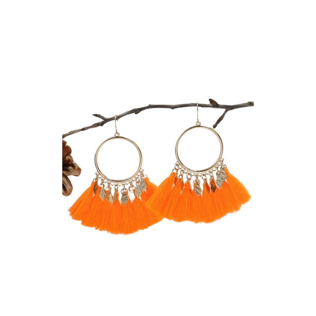 Pendientes con Detalles de Flecos Multicolor