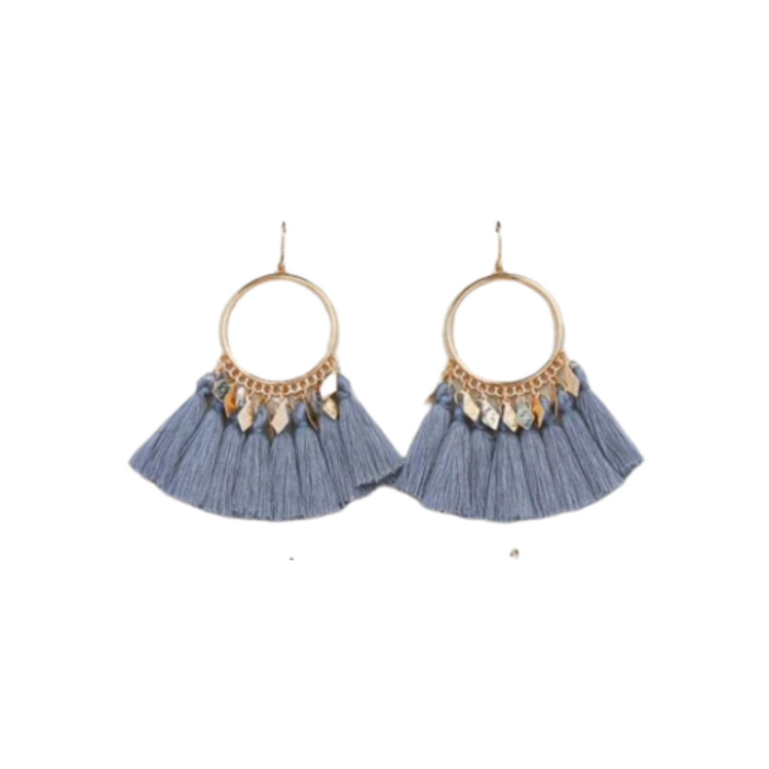 Pendientes con Detalles de Flecos Multicolor