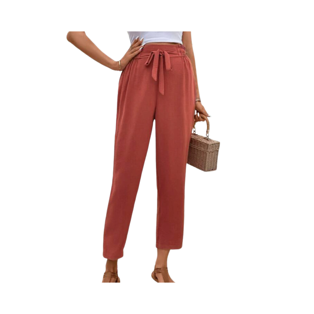 Pantalón Casual de Talle Alto con Lazo 🍂✨