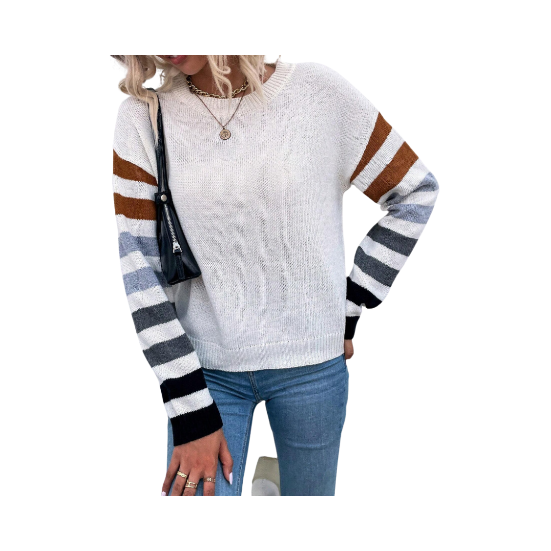 🍂 Sweater Rayado de Lana Peinada – Estilo Casual y Cómodo