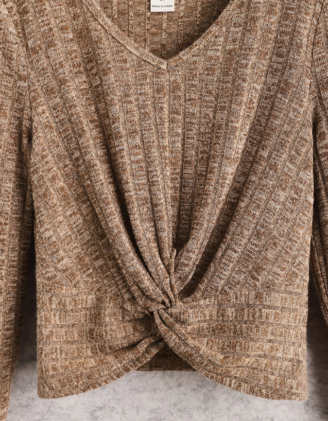 Top Casual con Pliegues - Caqui