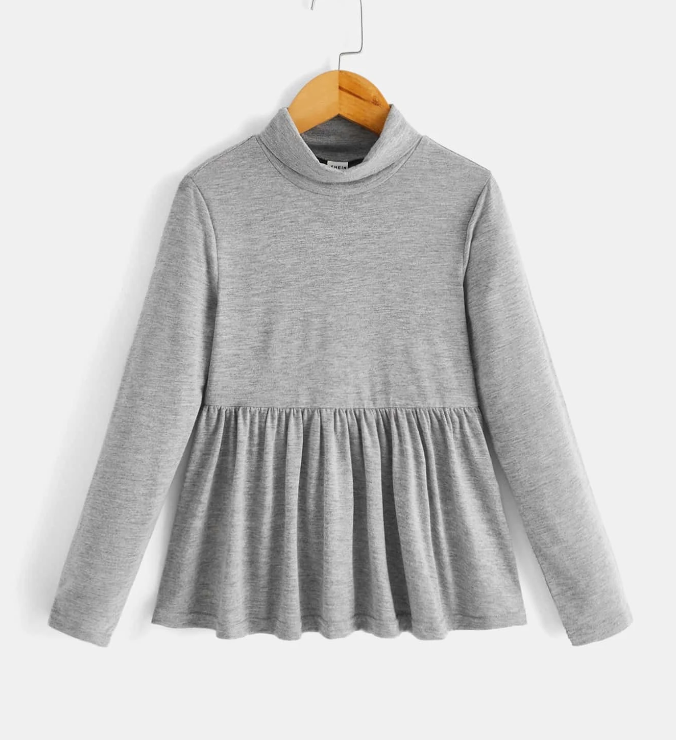 Top de Cuello Cisne con Bajo en Campana - Gris Claro