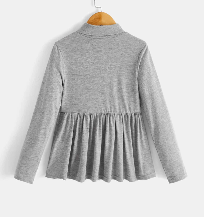 Top de Cuello Cisne con Bajo en Campana - Gris Claro