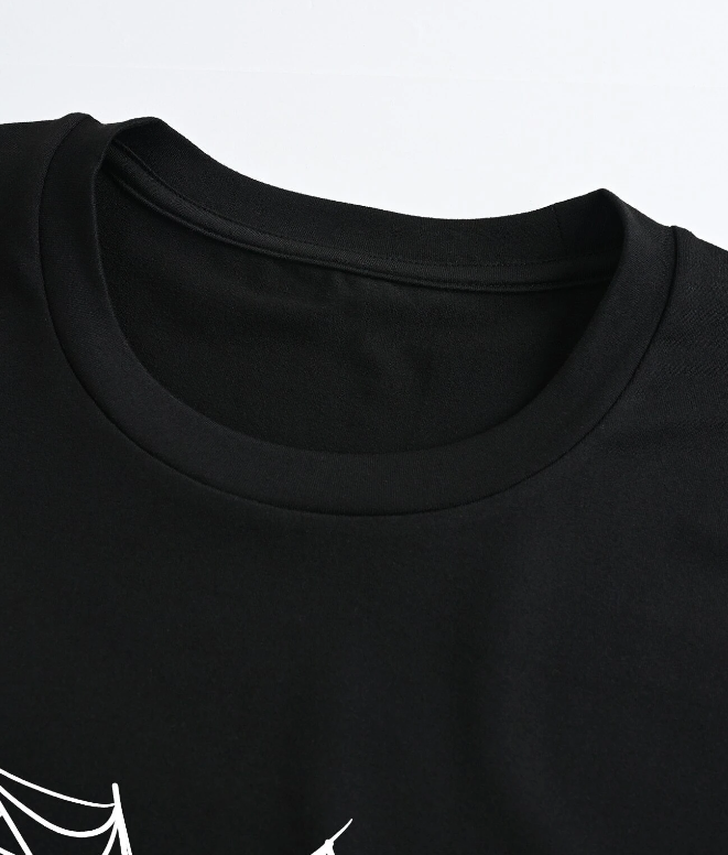 Camiseta Manga Corta con Estampado de Telaraña