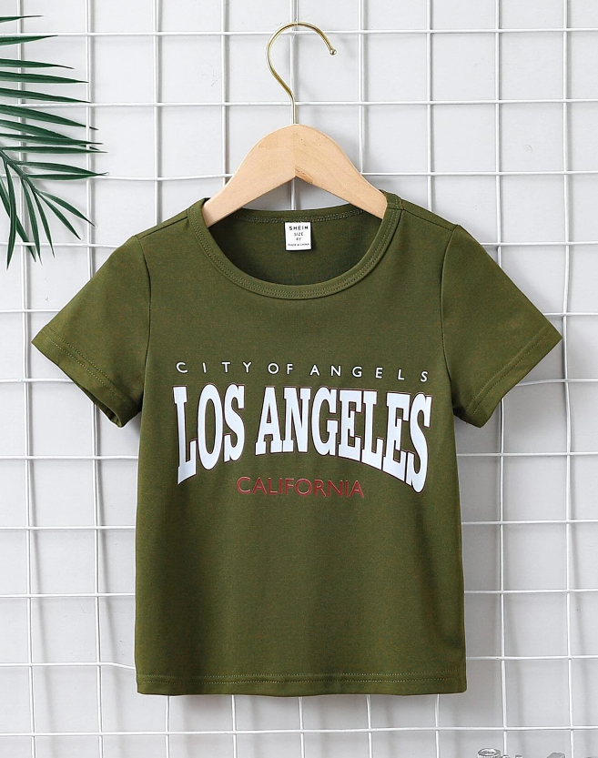Camiseta Verde Militar "Los Angeles"