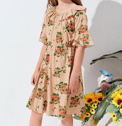 Vestido Bohemio Floral con Volantes para Niñas