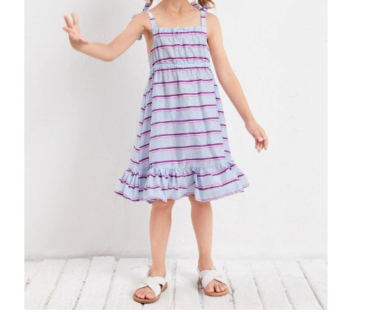 Vestido Bohemio de Rayas con Volantes para Niñas