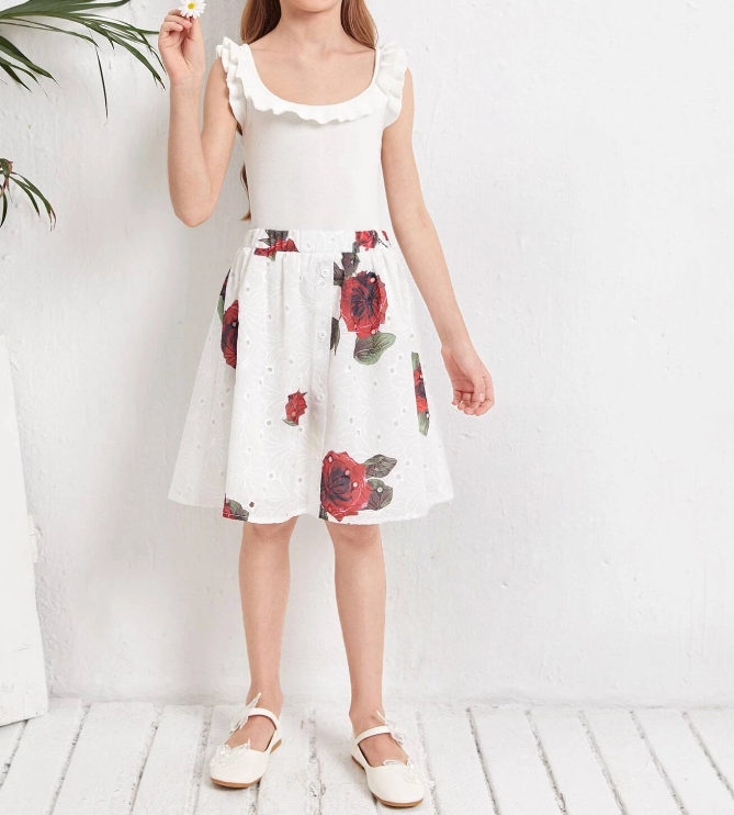 Falda Bohemia con Estampado Floral para Niñas