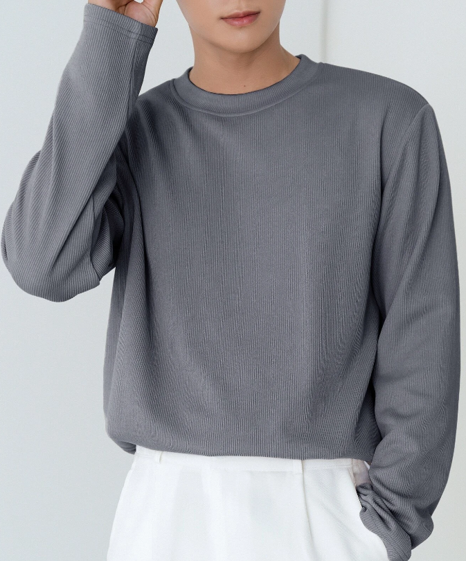 Suéter de Canalé Oversized en Neblina Azul