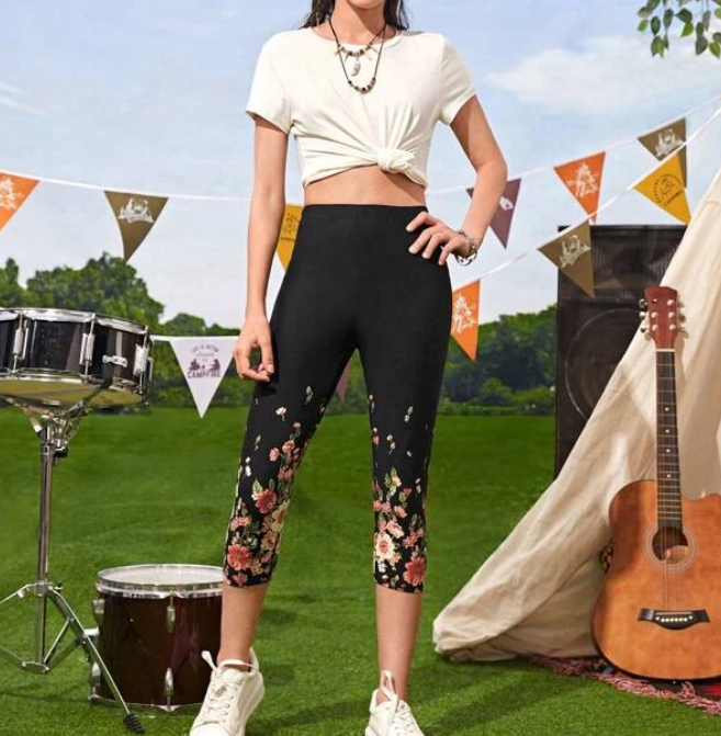 Leggings Pesqueros con Estampado Floral