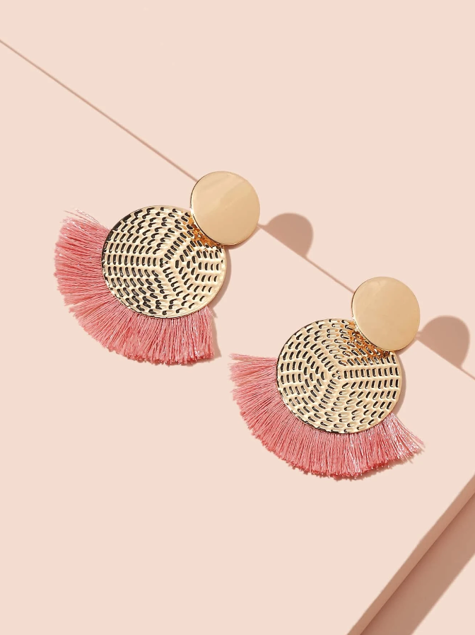 Pendientes de Flecos Rosa