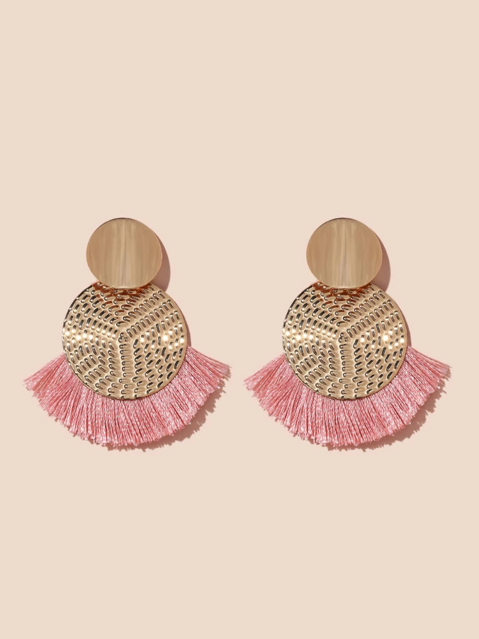 Pendientes de Flecos Rosa