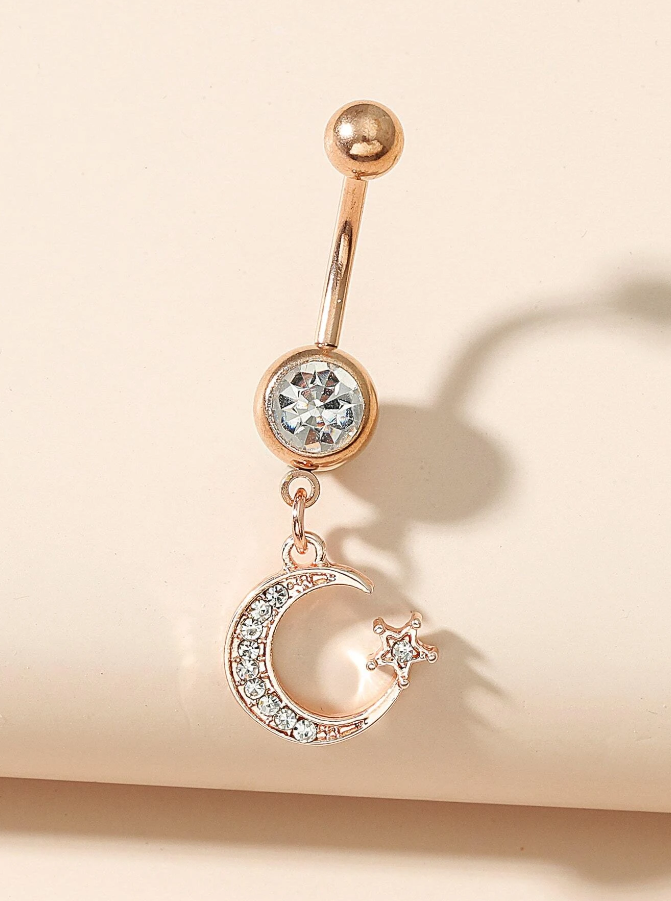 Piercing para Ombligo con Colgante Luna y Estrella