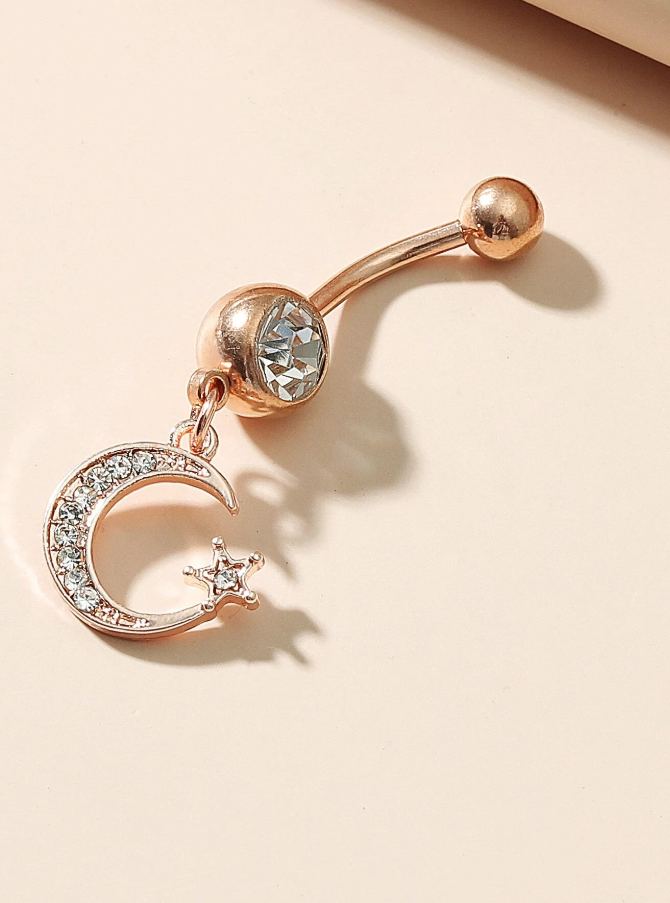 Piercing para Ombligo con Colgante Luna y Estrella