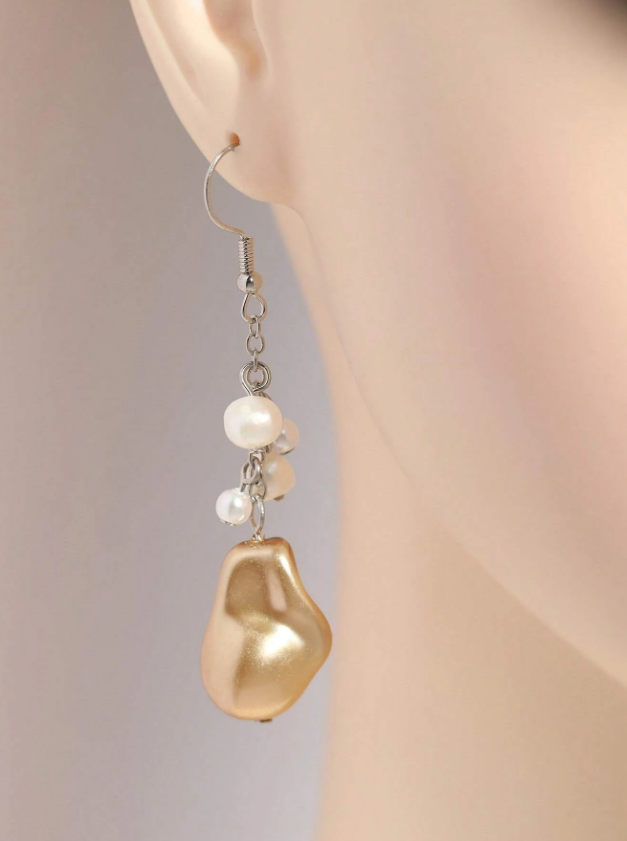 Pendientes Largos con Perlas y Acabado Multicolor