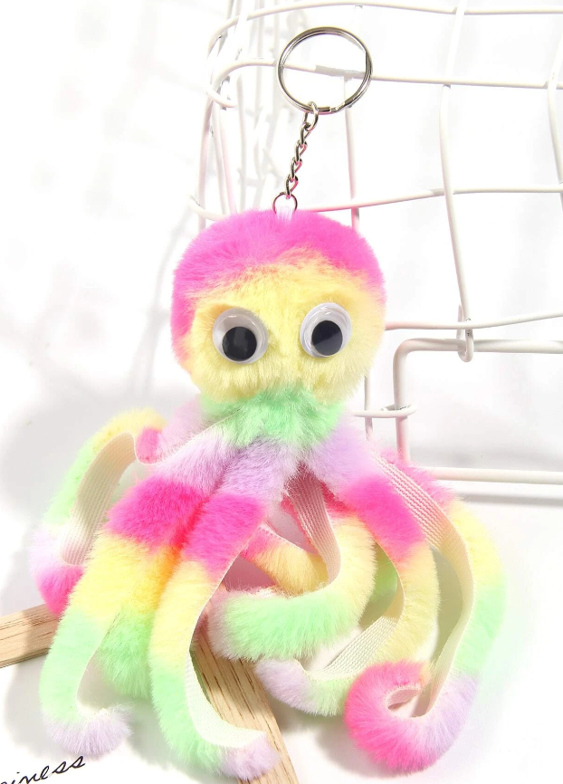 Llavero Pulpo de Peluche Multicolor
