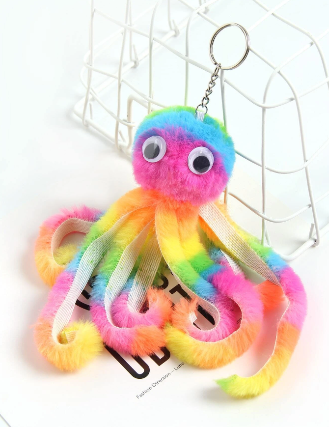 Llavero Pulpo de Peluche Multicolor