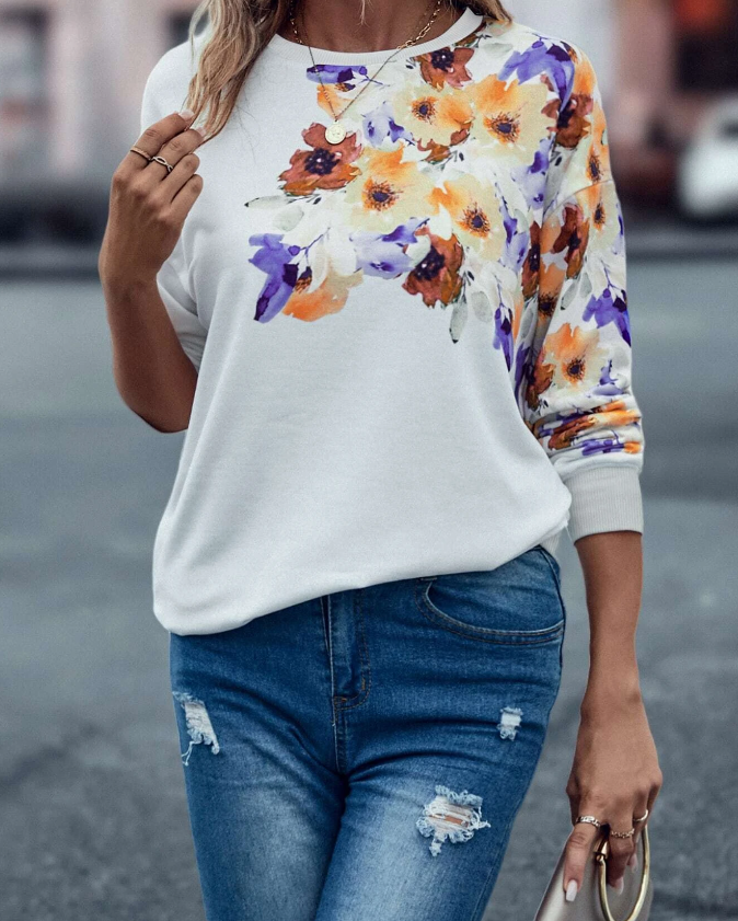 Suéter Casual con Estampado Floral