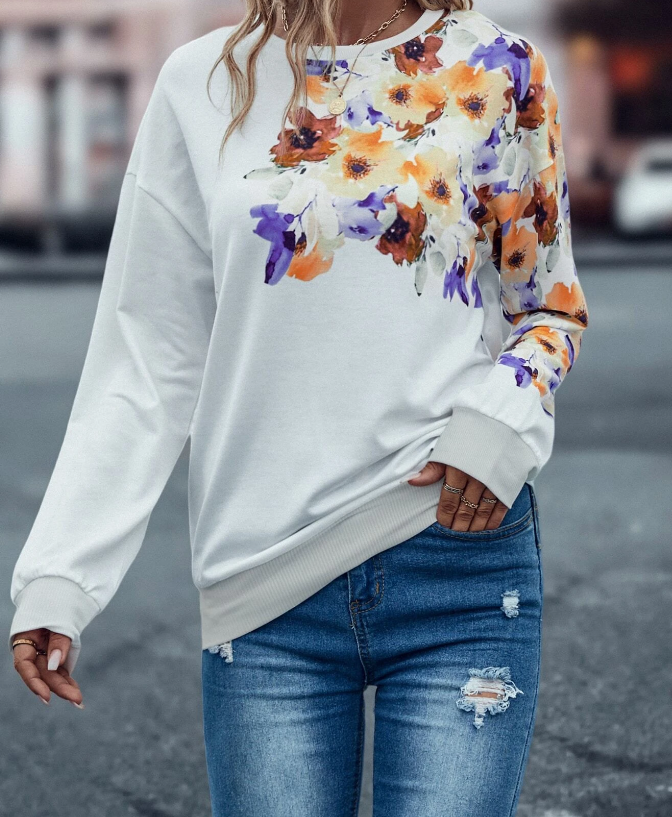 Suéter Casual con Estampado Floral