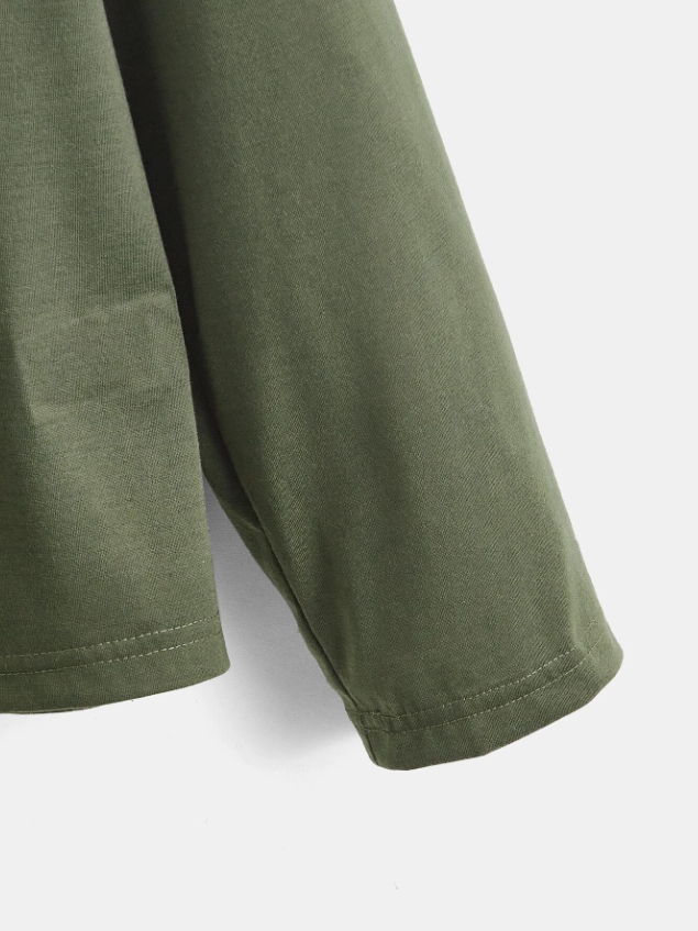 Sudadera con Estampado Geométrico y A Cuadros - Verde Militar