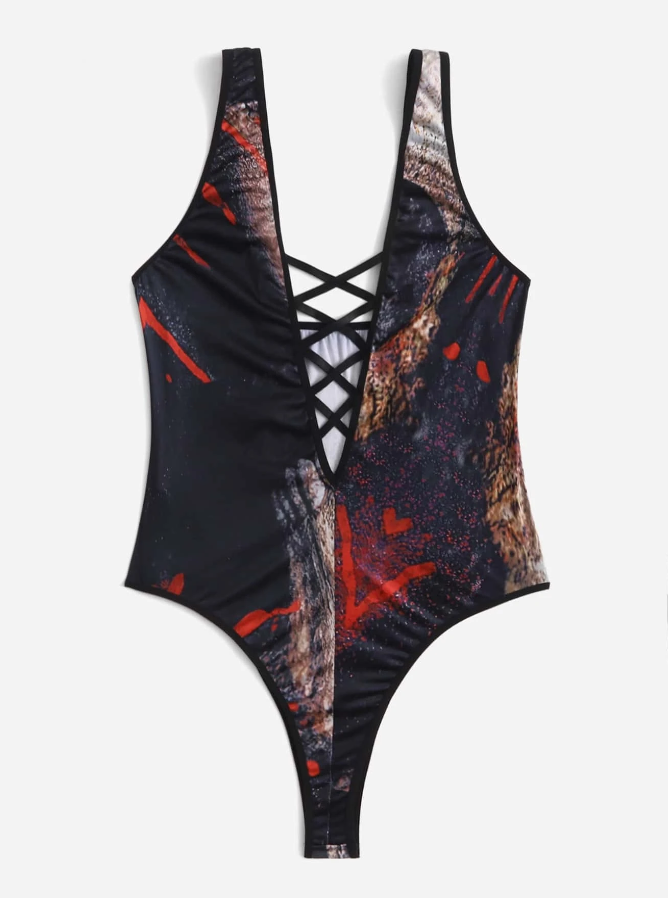 Body Cruzado con Estampado Gráfico Multicolor