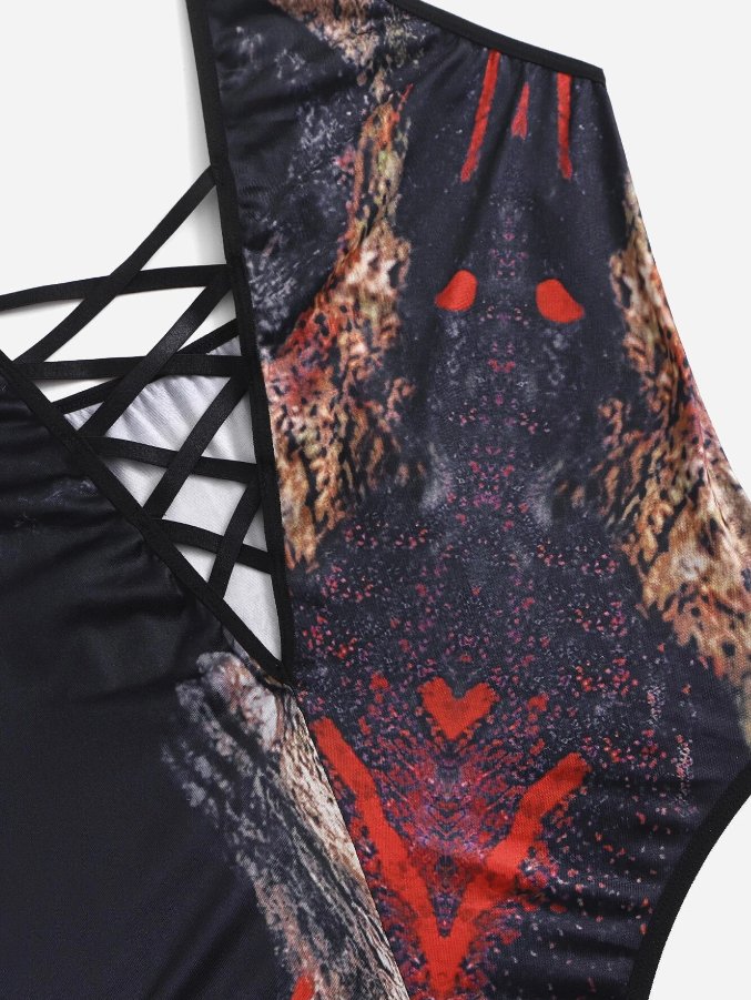 Body Cruzado con Estampado Gráfico Multicolor