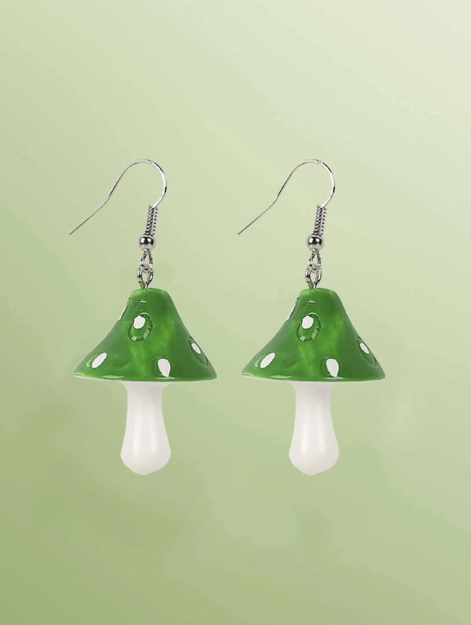 Pendientes con Diseño de Setas - Verde
