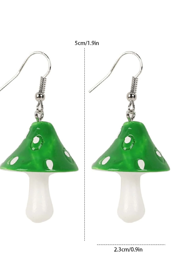 Pendientes con Diseño de Setas - Verde