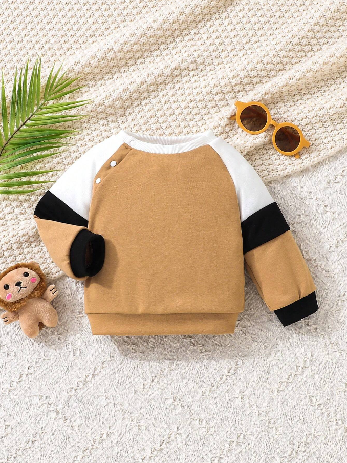 Sudadera para Niños con Manga Raglán en Color Caqui