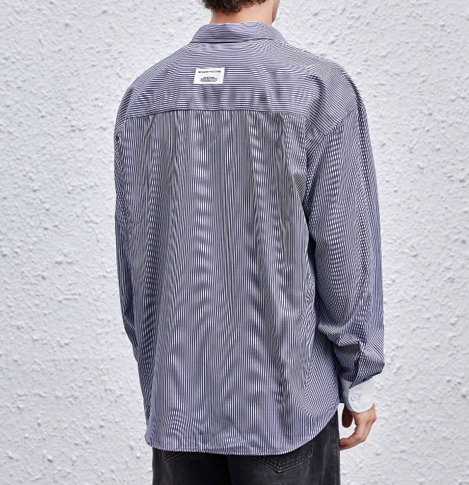 Camisa Oversized a Rayas - Gris