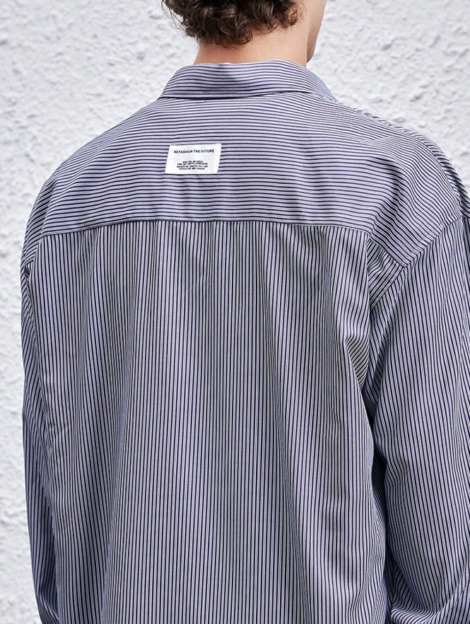 Camisa Oversized a Rayas - Gris