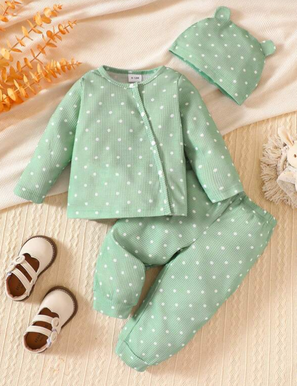 Conjunto Verde de Lunares para Bebé