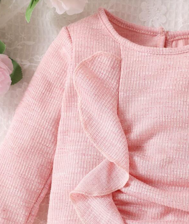 Vestido de Manga Larga con Volante para Niñas
