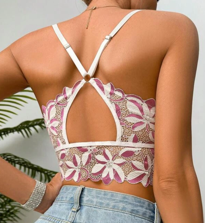 Top de Encaje con Bordados Florales