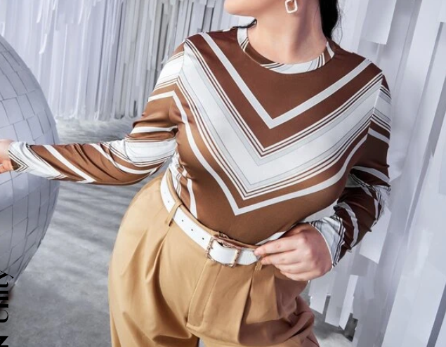 Blusa Casual con Estampado Zigzag