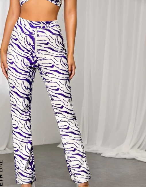 Pantalón de Pierna Recta con Estampado de Cebra
