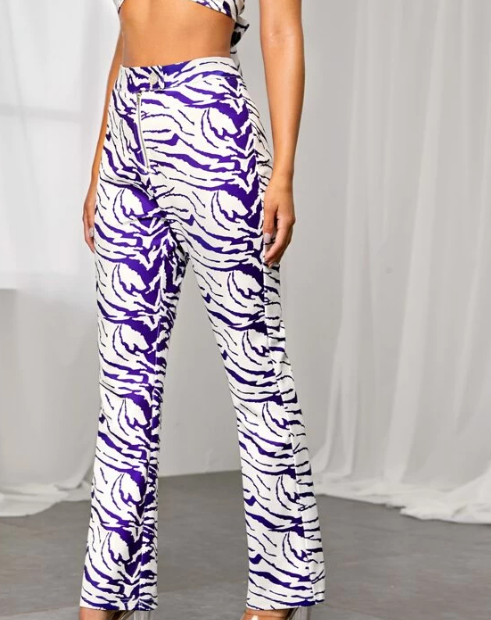 Pantalón de Pierna Recta con Estampado de Cebra