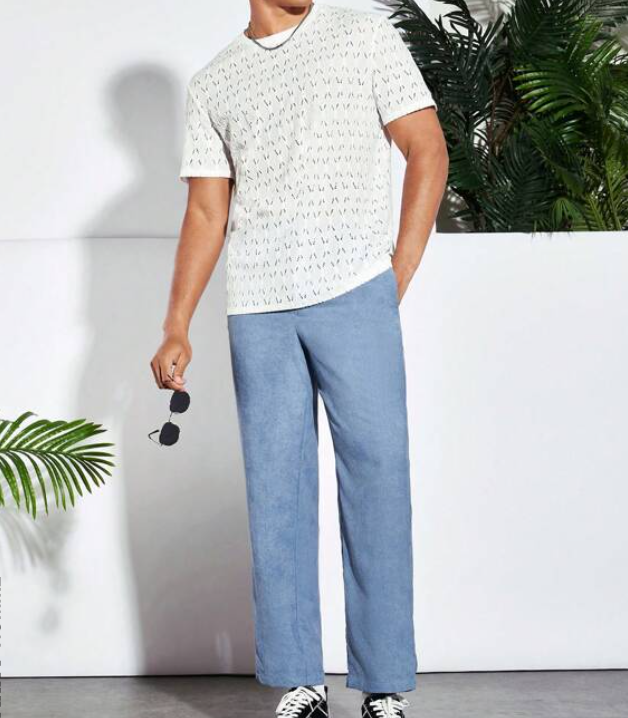 Pantalón Pierna Recta - Celeste