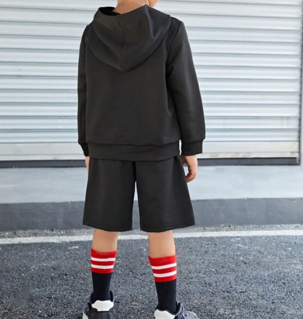 Conjunto de 2 Piezas con Sudadera de Dibujos Animados y Shorts Deportivos