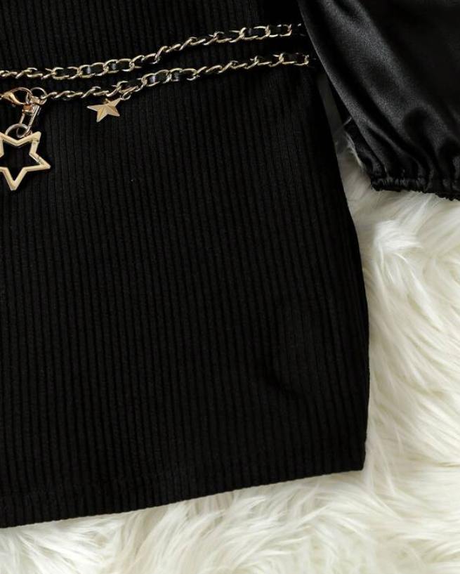 Vestido Negro Elegante con Detalles de Volante