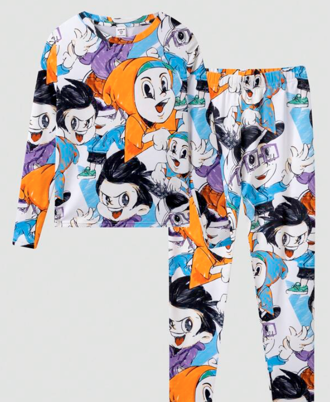 Conjunto Casual Infantil con Estampado de Dibujos Animados