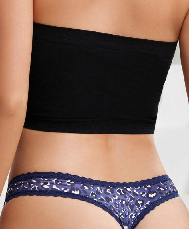 Tanga Azul Marino con Encaje Contraste