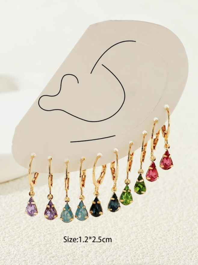 Aretes de Colores con Cristales de Vidrio