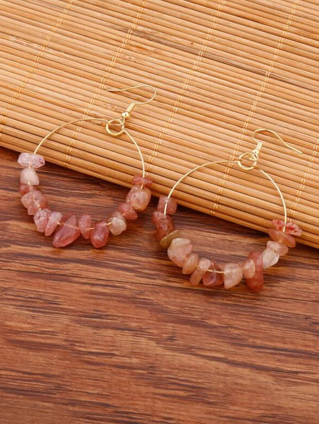 Pendientes de Aro con Piedras Naturales