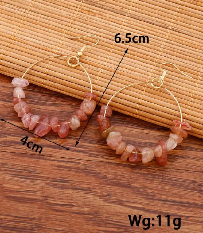 Pendientes de Aro con Piedras Naturales